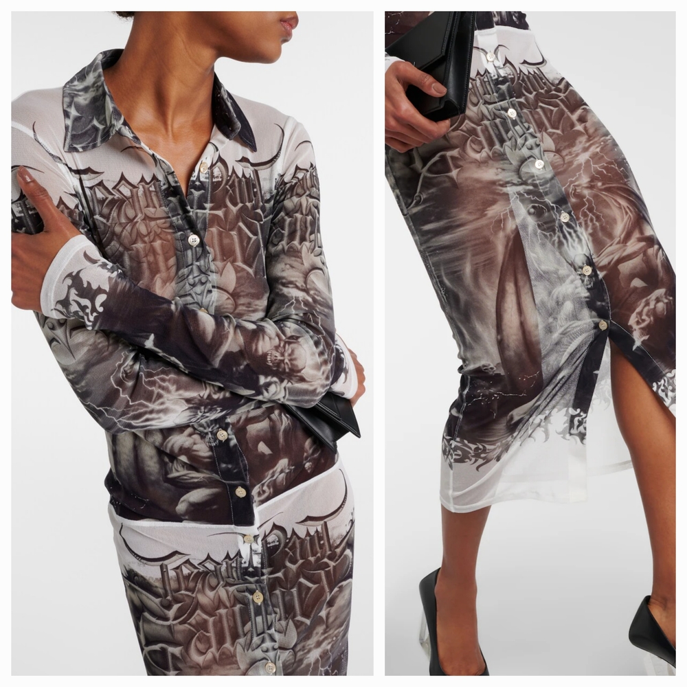 JEAN PAUL GAULTIEP Black & White 'The Diablo' Midi Shirt Dress Size XXS NWT - Picture 7 of 12